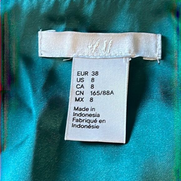 H&M LADIES High Neck Poly Chiffon T-Back Halter Tank Blouse Emerald Green - Picture 5 of 6